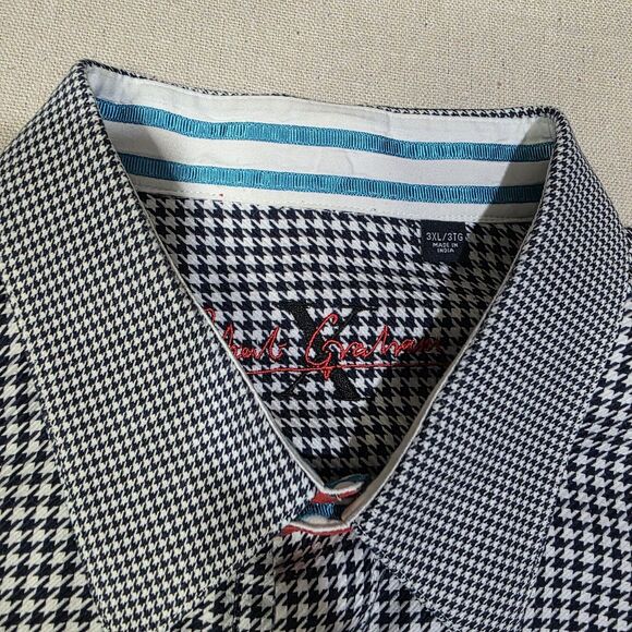 Robert Graham Black White Houndstooth Button Down Dress Shirt Mens Size 3XL - Picture 5 of 7